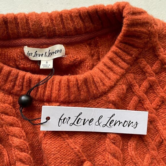 For Love & Lemons Florentina Sweater Ginger Cable Knit Size S NWT Cozy Fall - Picture 6 of 10